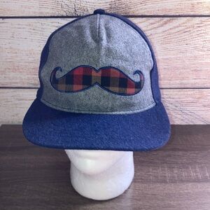 Pre Owned Unbranded Adjustable Gray and Blue Mustache Cap